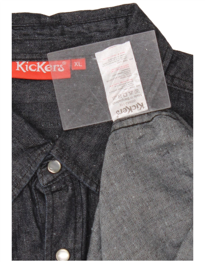 KICKERS Mens Denim Shirt XL Navy Blue Cotton
