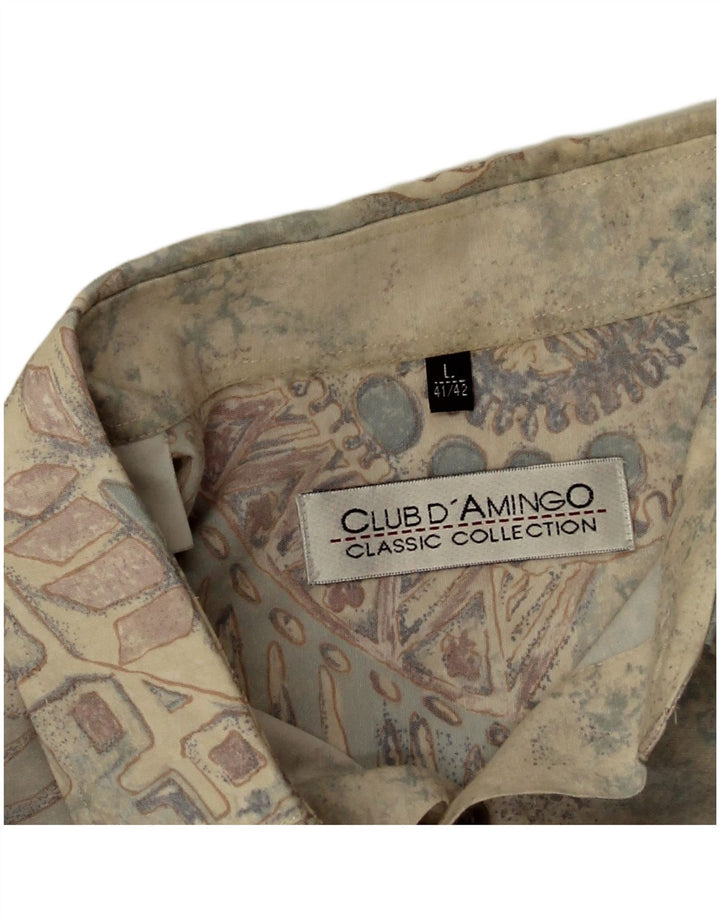 Club D'Amingo Camisa con estampado abstracto para hombre talla 41/42 grande multicolor