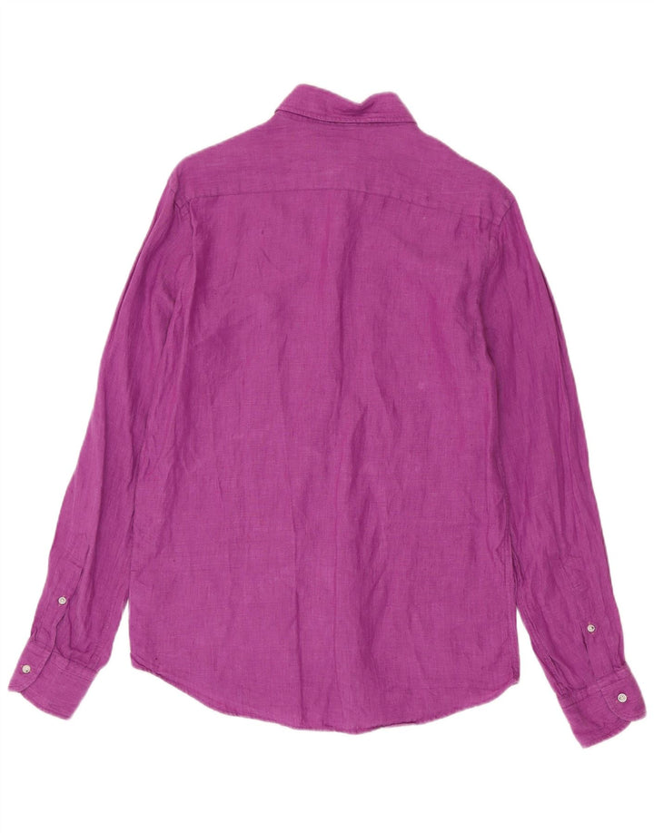 Camisa Massimo Dutti Hombre Lino Mediana Morado