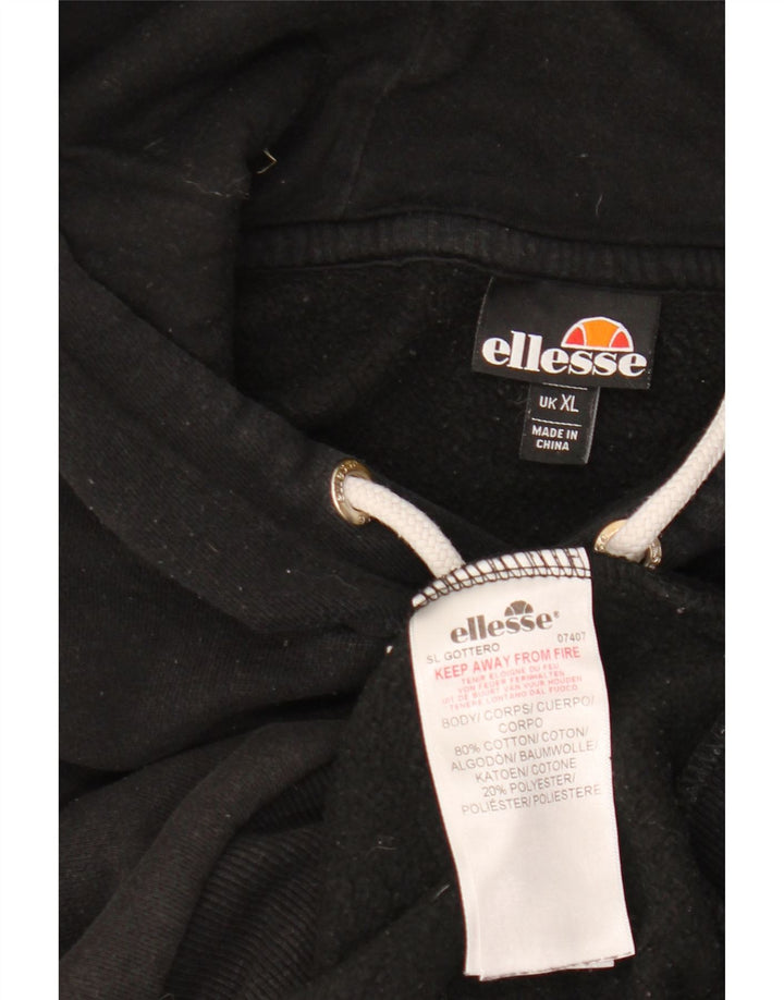 ELLESSE Sudadera con capucha gráfica para hombre XL Algodón negro