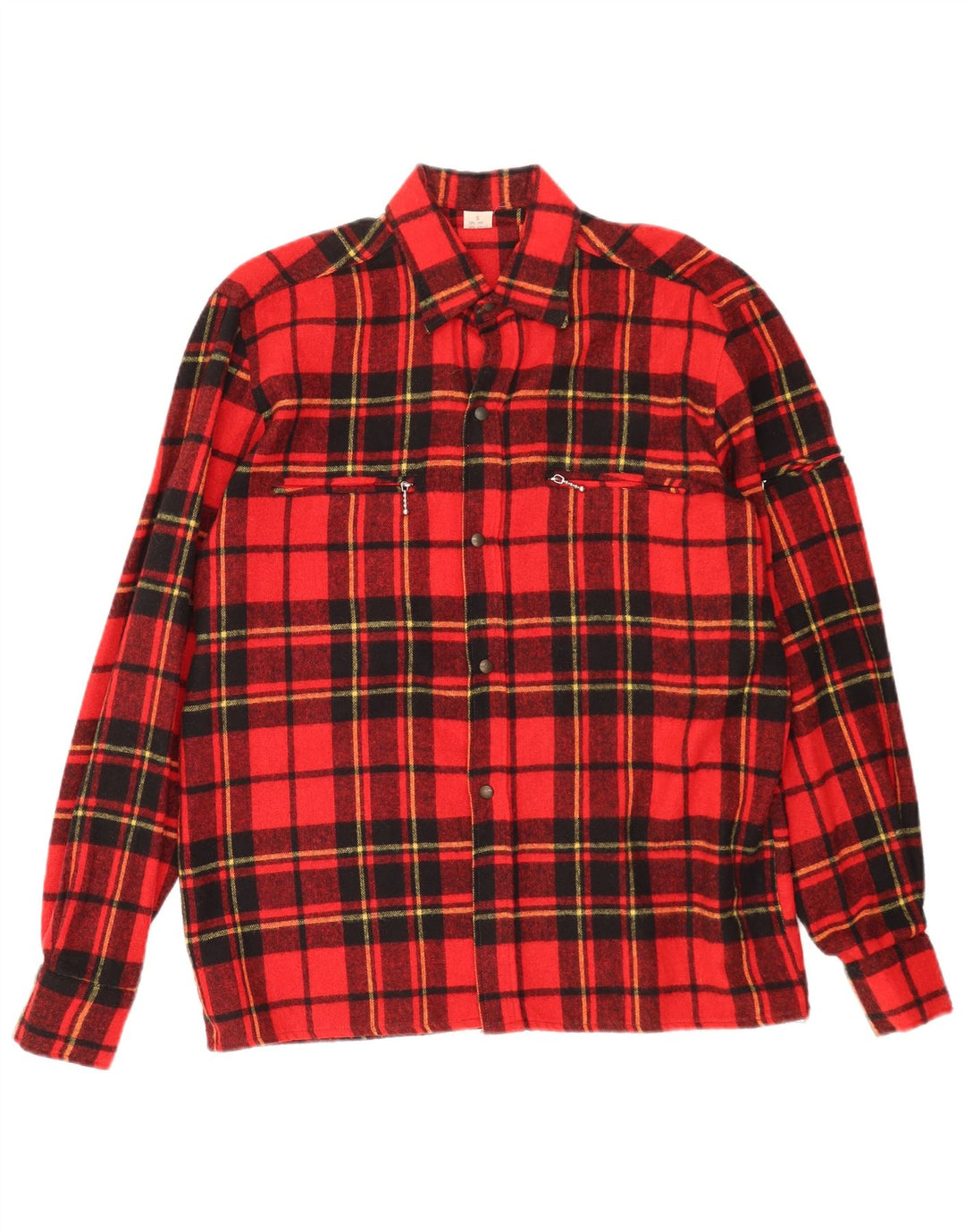 Camisa de franela vintage para hombre pequeña lana de cuadros rojos