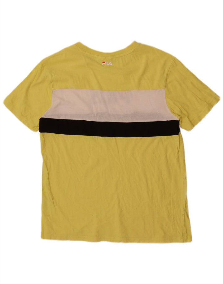 Fila Hombre Camiseta Gráfica Top Algodón Colorblock Amarillo Medio
