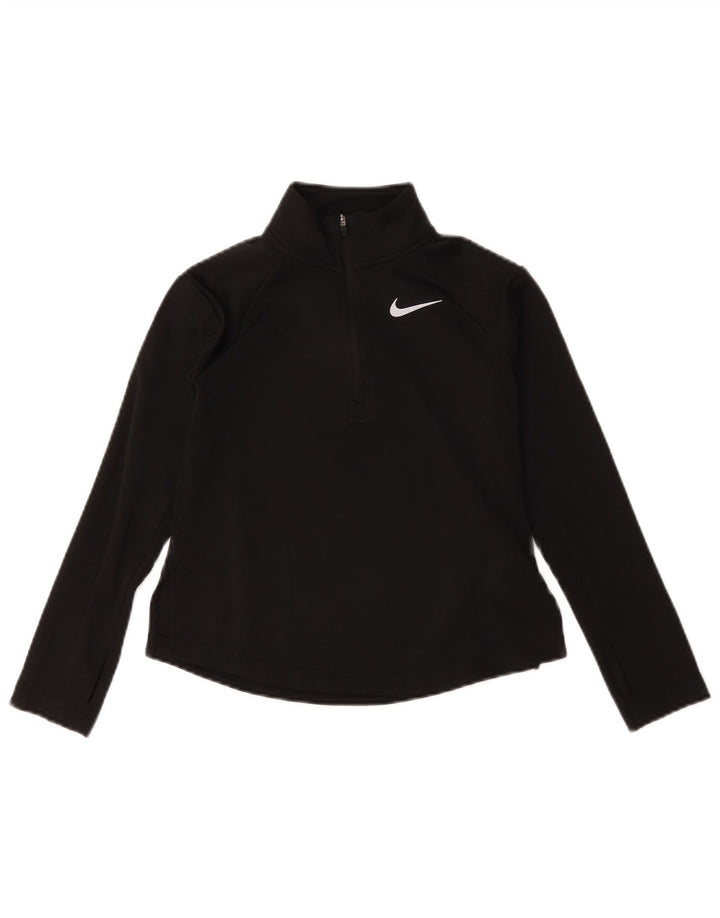 Nike Dri Fit - Chándal con cremallera y cuello para niña, talla pequeña, color negro, 8-9 años