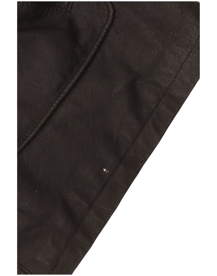 Vintage hombres Duffle chaqueta de cuero Reino Unido 42 XL cuero negro