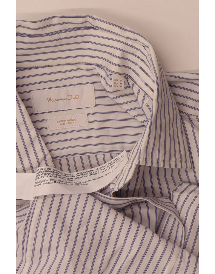 Camisa Massimo Dutti Hombre Mediana Rayas Blancas Algodón