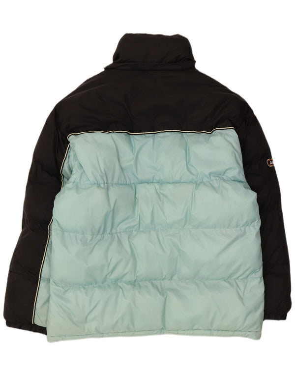Vintage hombres chaqueta acolchada Reino Unido 46 3XL negro colorblock