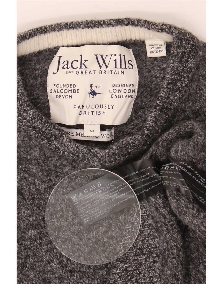 Jack Wills Suéter tipo jersey con cuello redondo para mujer, Reino Unido 12, gris medio moteado