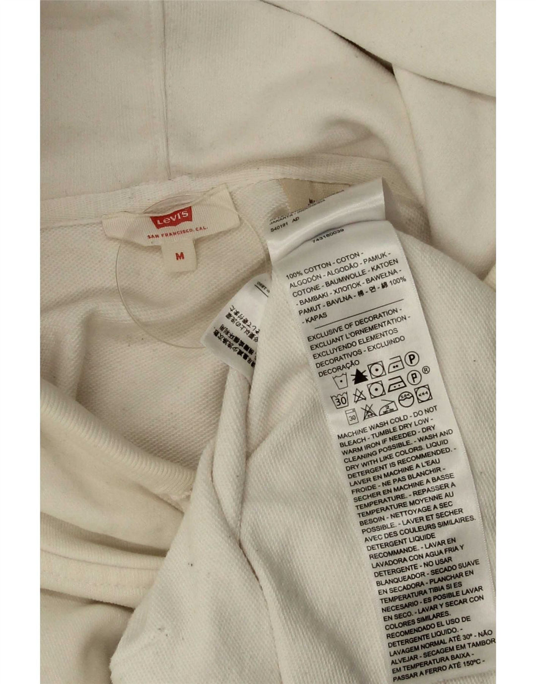 Levi's Jersey con capucha de gran tamaño con gráfico para mujer Reino Unido 14 Algodón blanco mediano