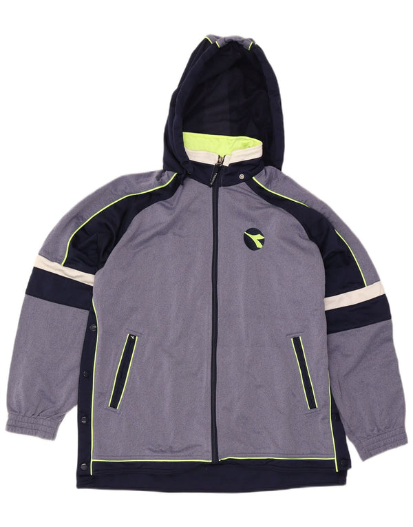 Diadora Chaqueta de chándal con capucha para hombre, talla 38, color azul pequeño
