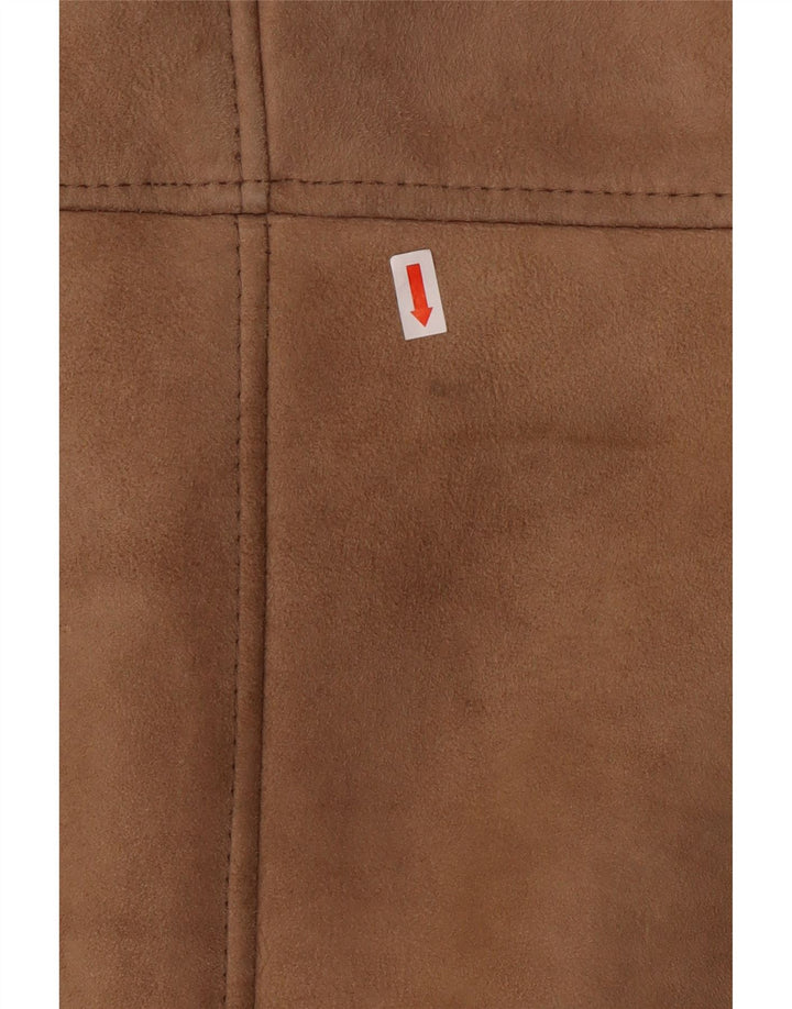 VINTAGE Chaqueta de piel de oveja para hombre IT 50 Piel de oveja marrón grande