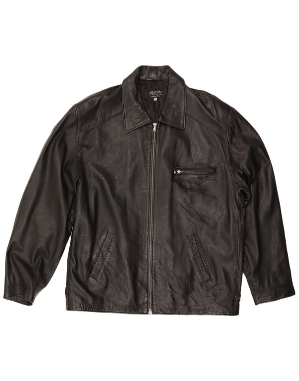 Vintage chaqueta de cuero para hombre Reino Unido 44 2XL cuero negro