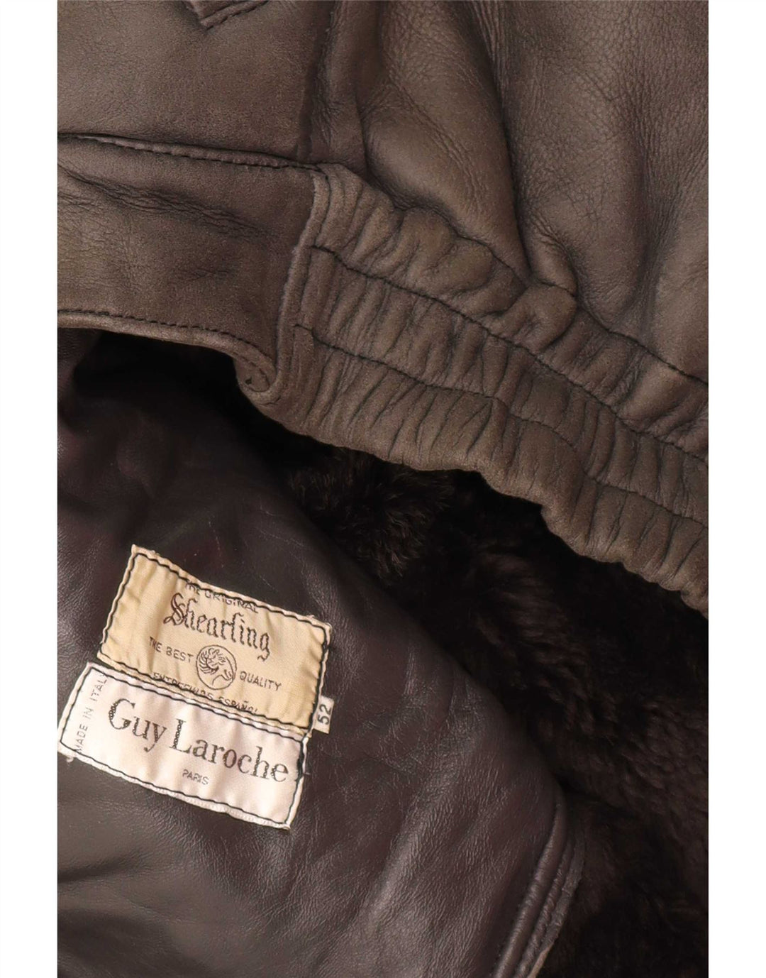 Guy Laroche Chaqueta de piel de oveja para hombre IT 52 XL Gris