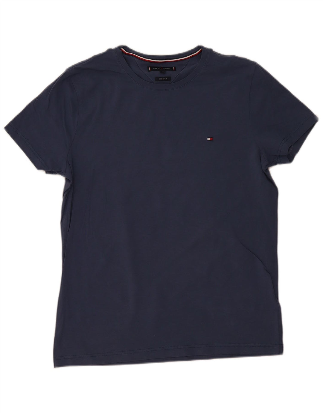 TOMMY HILFIGER Hombre Extra Slim Camiseta Top XL Azul Marino Algodón