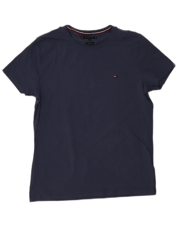 TOMMY HILFIGER Hombre Extra Slim Camiseta Top XL Azul Marino Algodón