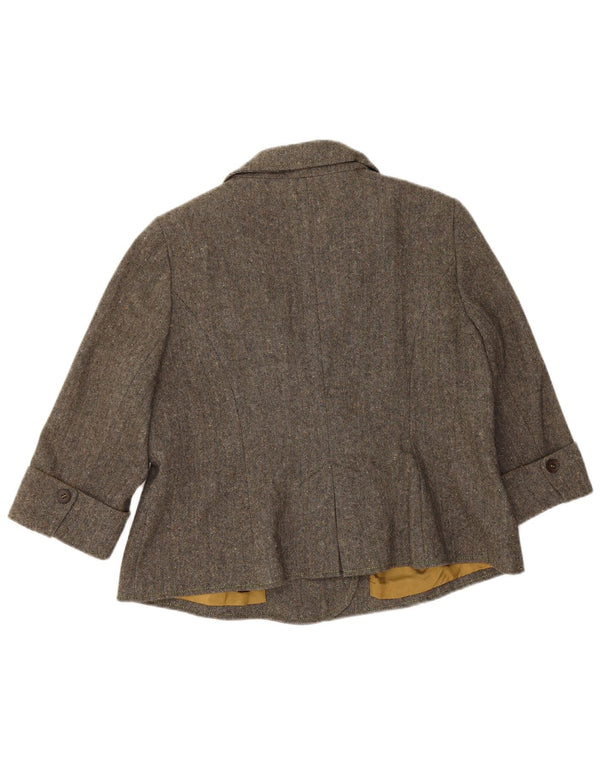 Monsoon Chaquetón corto de manga 3/4 para mujer UK 40 XL Lana gris en espiga