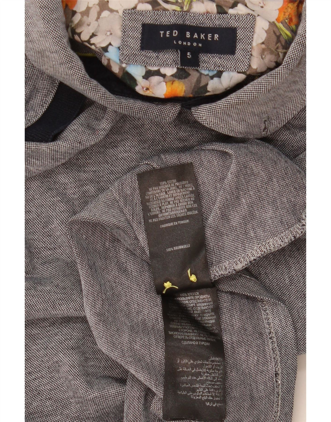 TED BAKER Polo para hombre Talla 5 XL Algodón gris