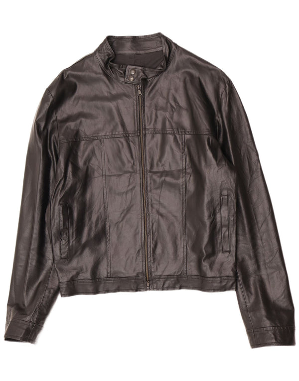 Chaqueta bomber de cuero imperial para hombre Reino Unido 40 Grande Negro