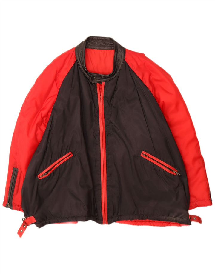 Vintage hombres bomber chaqueta Reino Unido 42 XL rojo colorblock poliamida