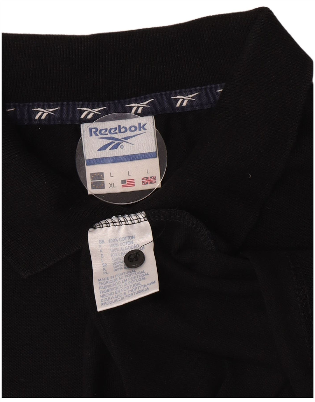Polo Reebok Hombre Grande Algodón Negro