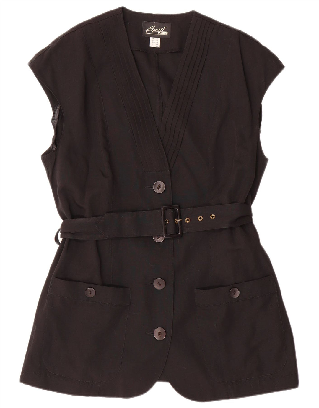 APART Chaqueta tipo blazer sin mangas con 4 botones para mujer UK 46 Grande Poliéster negro