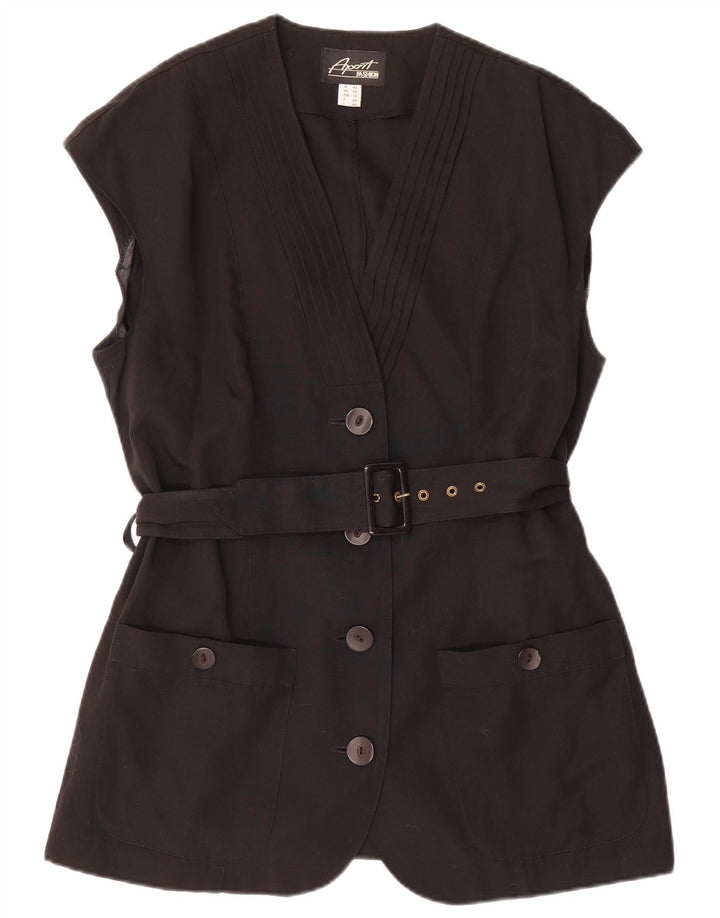 APART Chaqueta tipo blazer sin mangas con 4 botones para mujer UK 46 Grande Poliéster negro