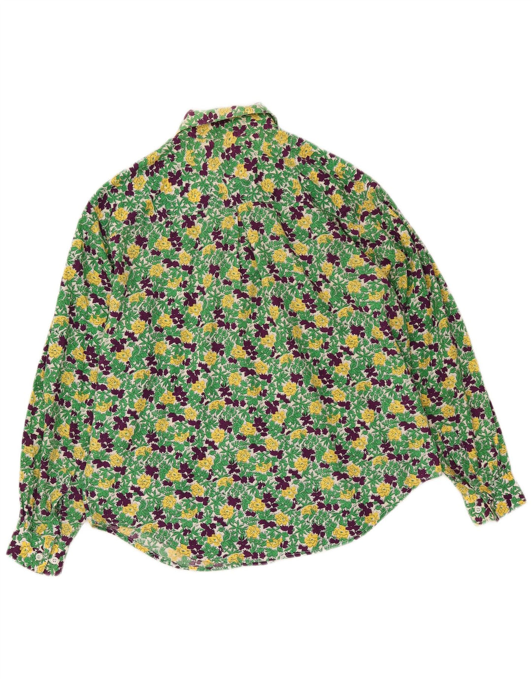 John Henry Camisa extragrande para mujer US 12 Grande Verde Floral Algodón