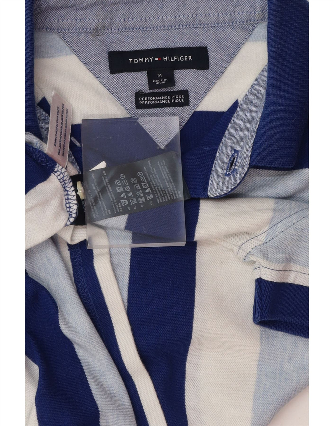 TOMMY HILFIGER Polo de hombre de algodón a rayas azul medio