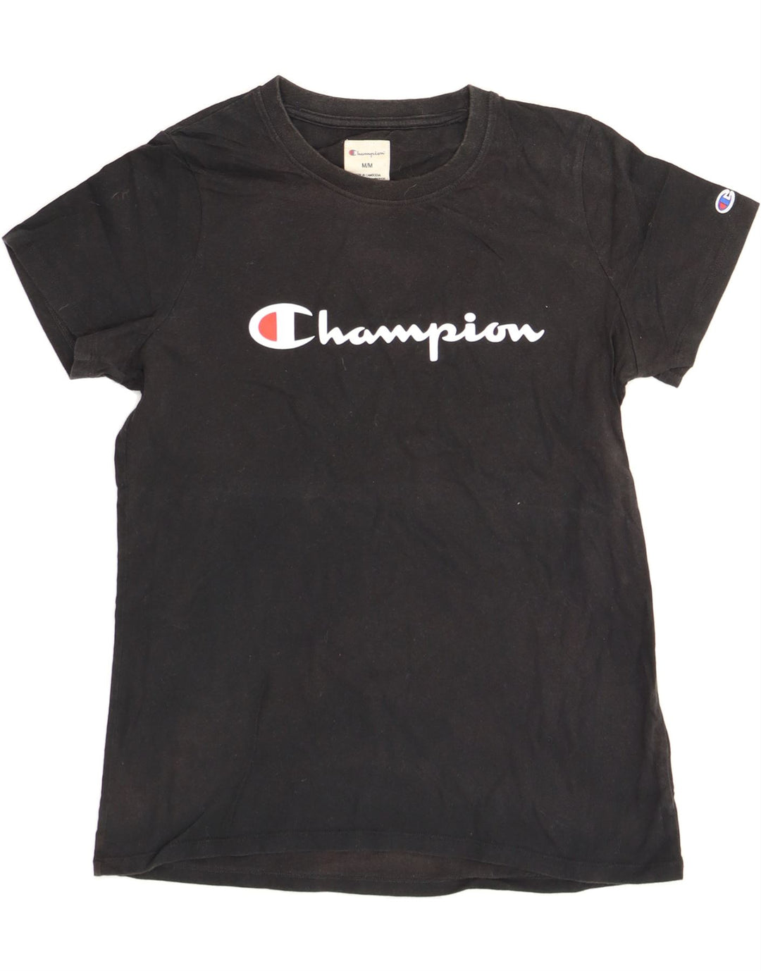 CHAMPION Womens Graphic T-Shirt Top UK 12 Medium Black Vintage Champion and Second-Hand Champion from Messina Hembry 
