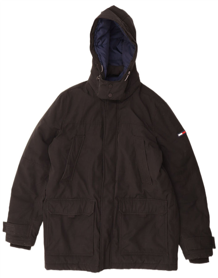 Tommy Hilfiger Chaqueta acolchada con capucha para hombre UK 42 XL Poliéster negro