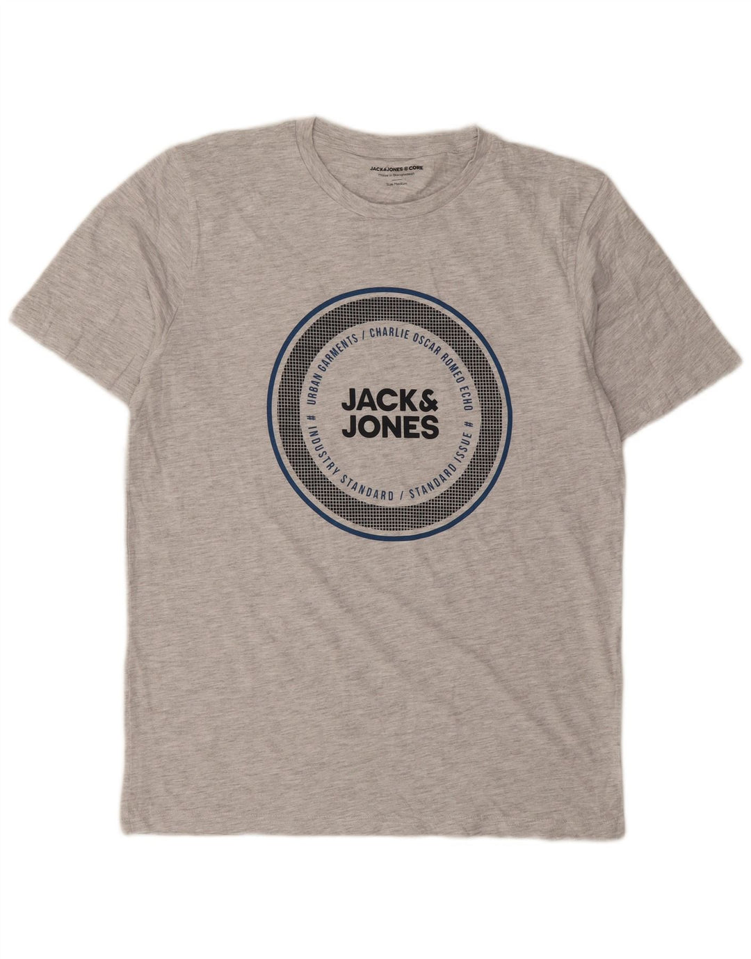 Jack & Jones Hombre Camiseta gráfica Top Algodón moteado gris medio