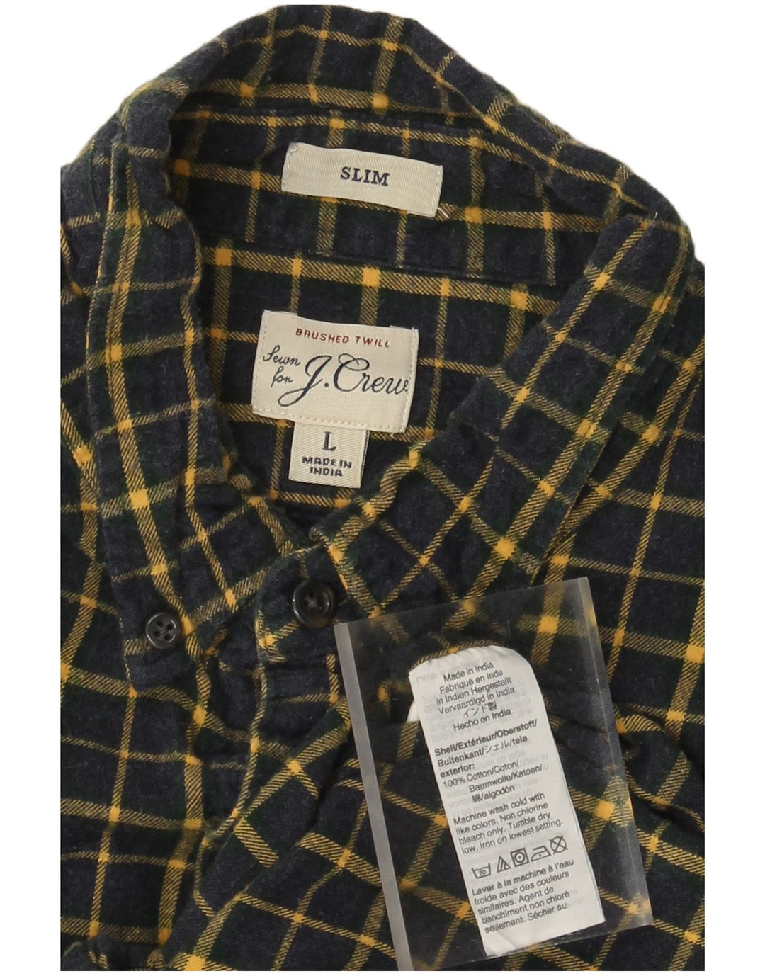 J. CREW Camisa de franela delgada para hombre Algodón a cuadros azul marino grande