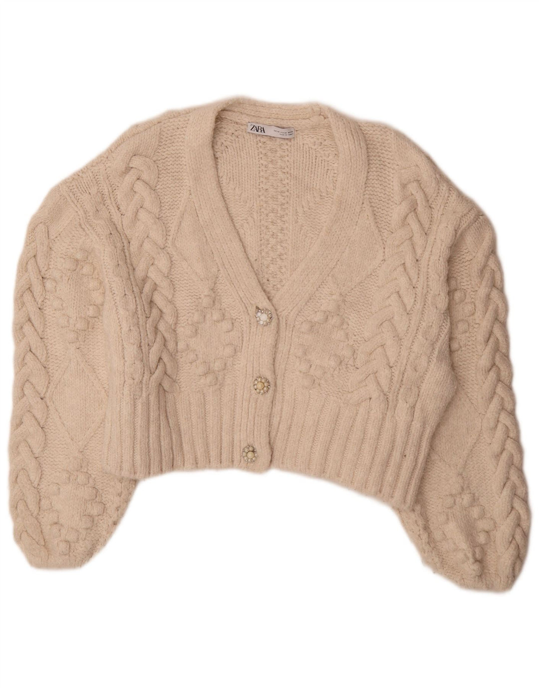 Zara Mujer Jersey De Gran Tamaño UK 14 Medio Blanco Acrílico
