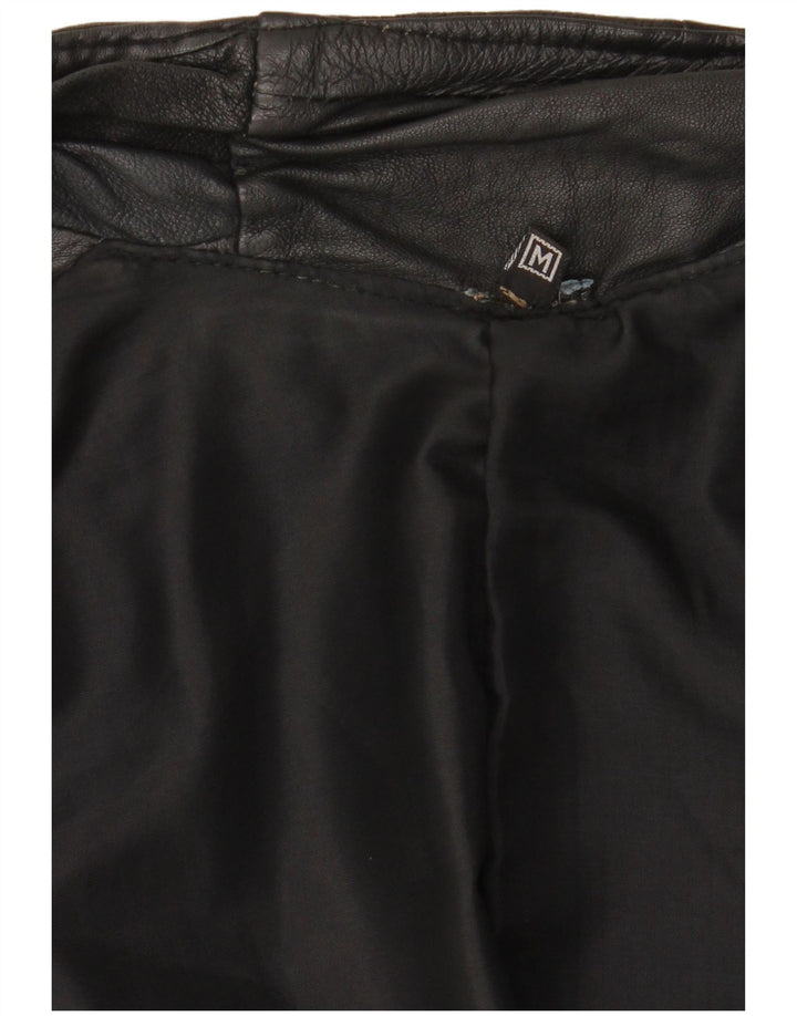 VINTAGE Chaleco de cuero para hombre Reino Unido 38 Patchwork negro medio