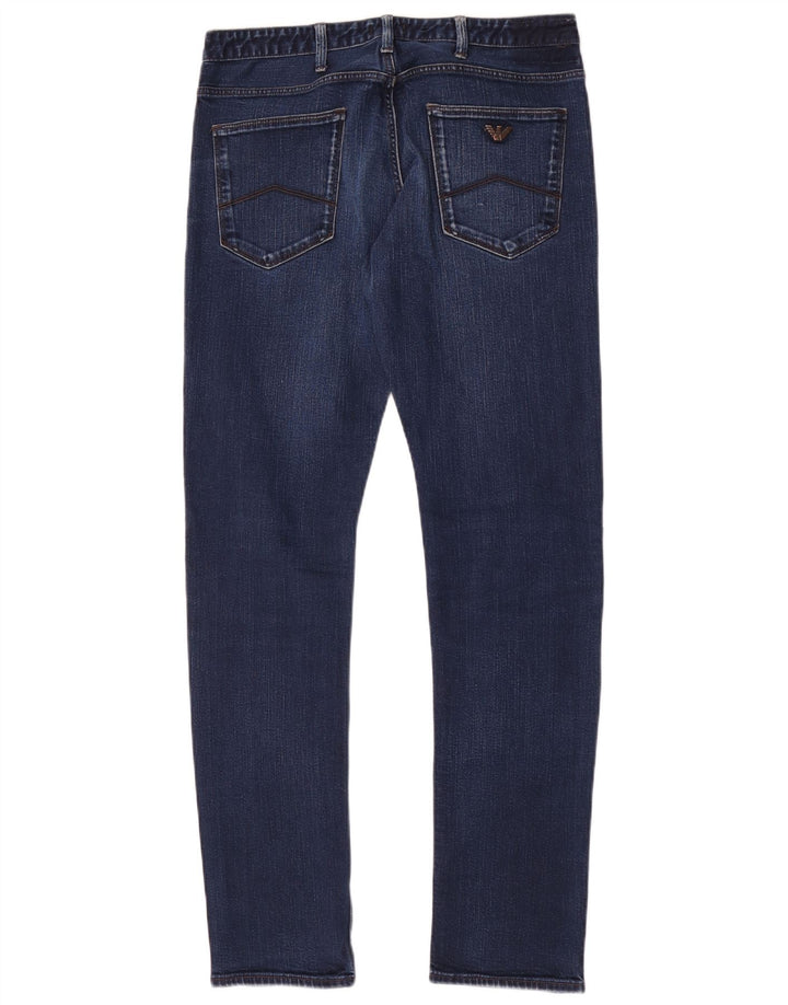 Armani Hombre Vaqueros Slim W32 L32 Algodón Azul Marino