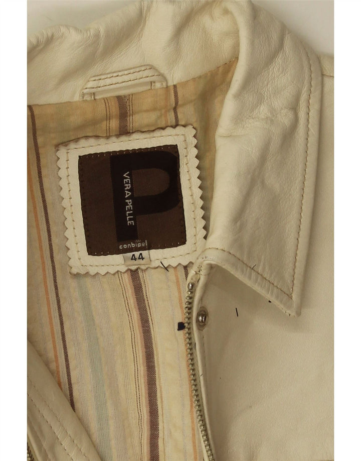 Chaqueta Corta De Cuero Para Mujer Conbipel IT 44 Cuero Blanco Mediano