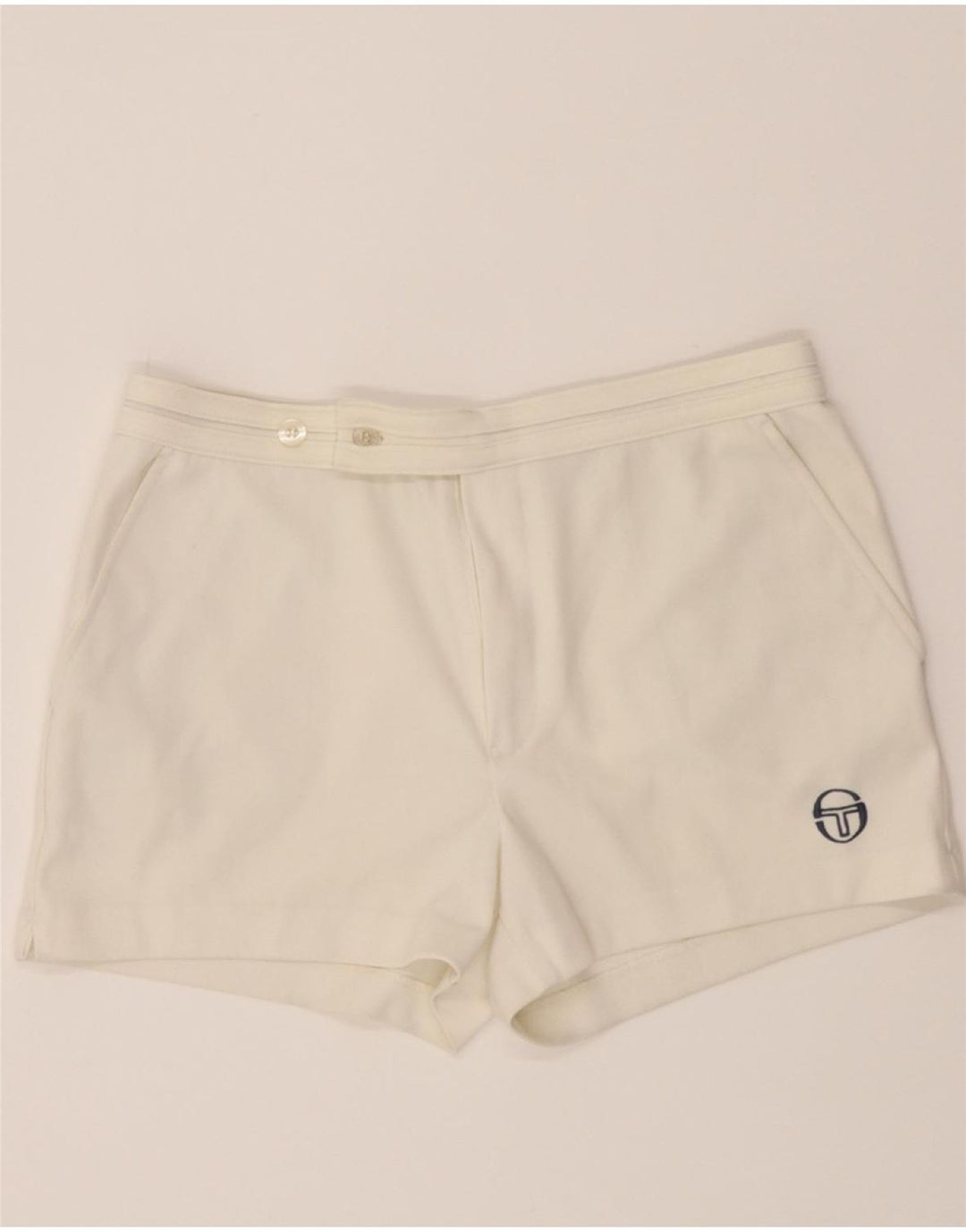 SERGIO TACCHINI Womens Chino Shorts IT 44 Medium W30 White Polyester Vintage Sergio Tacchini and Second-Hand Sergio Tacchini from Messina Hembry 