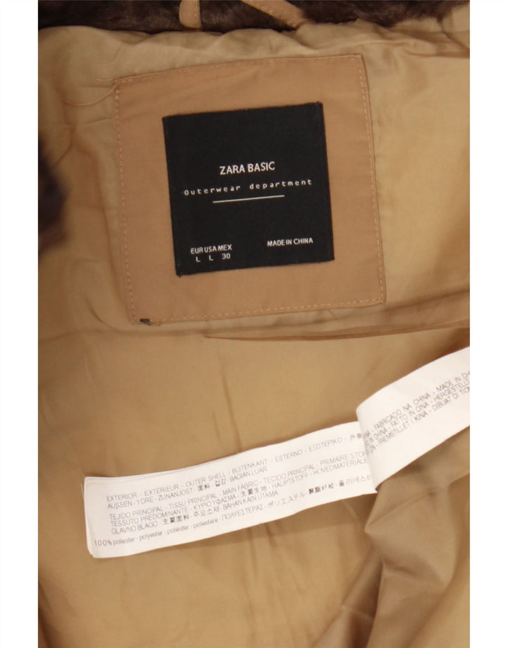 Zara Mujer Chaqueta Acolchada UK 46 Grande Poliéster Marrón
