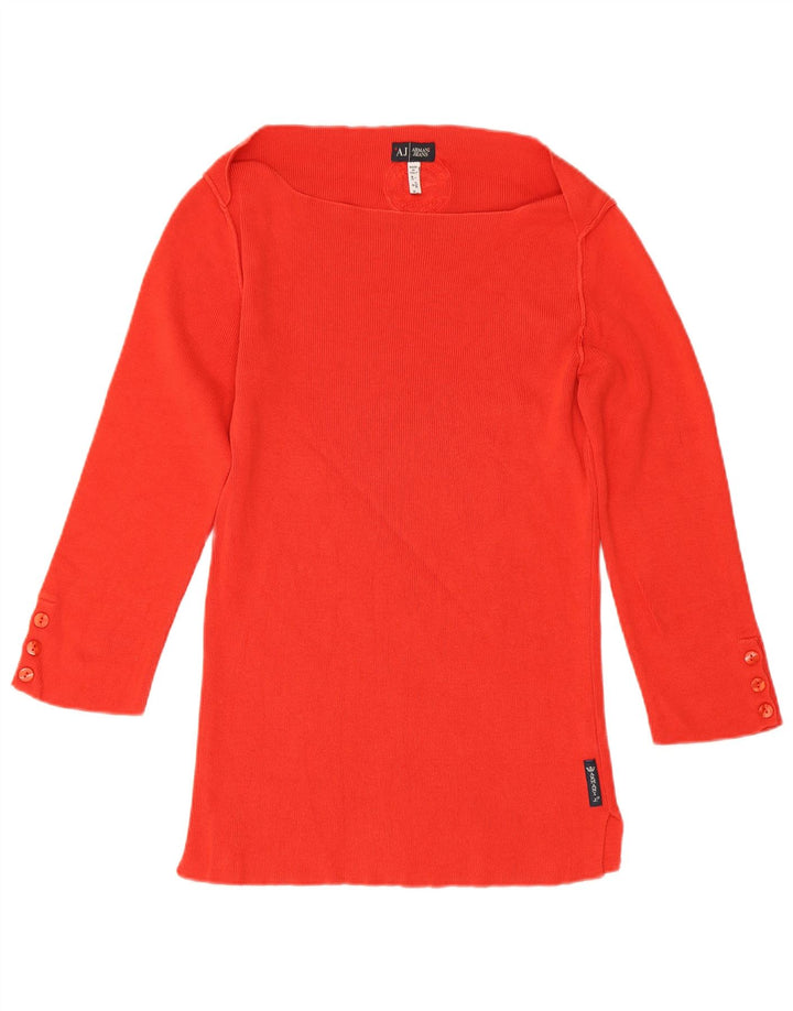 Armani Mujer Top Manga 3/4 UK 12 Medio Rojo Algodón