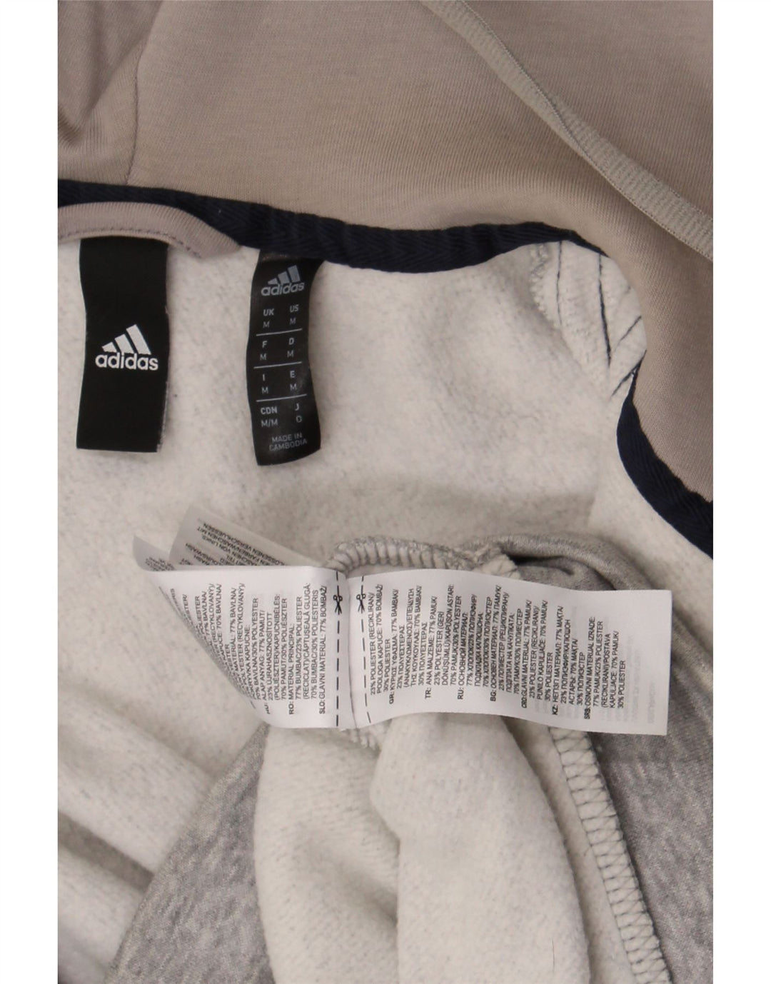 Adidas - Sudadera con capucha y cremallera para hombre, algodón gris medio