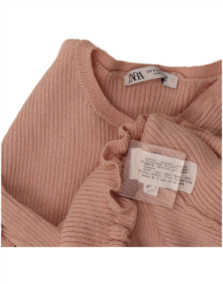 Zara Mujer Crop Blusa Top UK 10 Small Rosa Poliéster