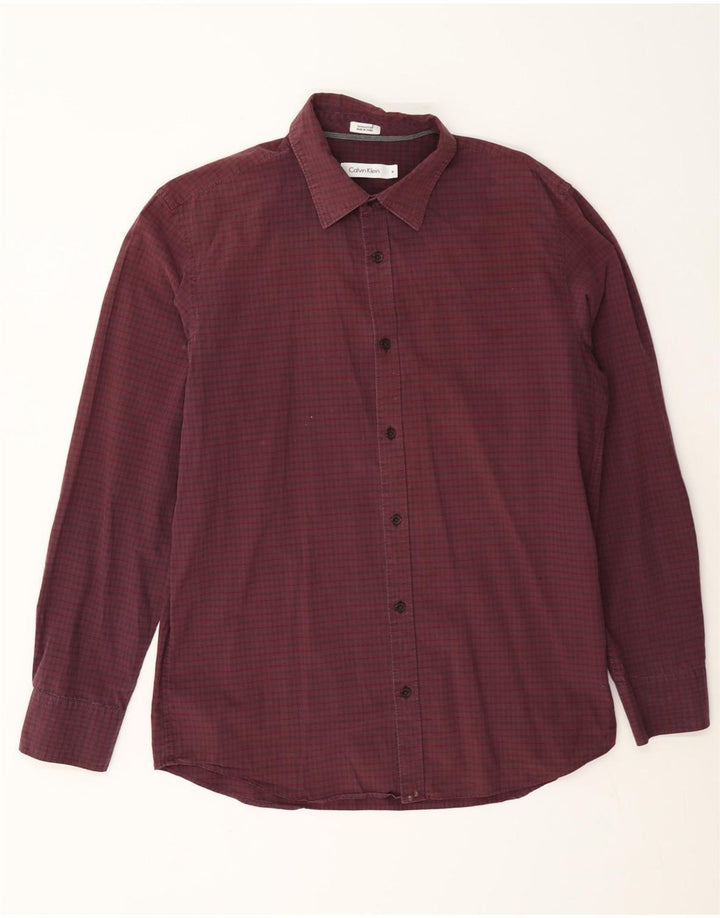 Camisa Calvin Klein para hombre de algodón a cuadros en color burdeos medio