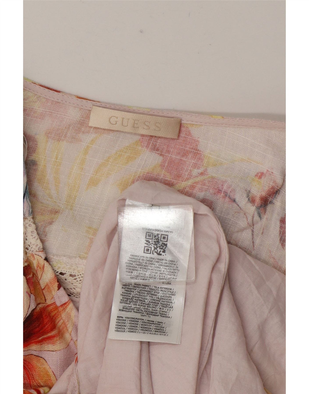 Guess Vestido escalonado para mujer UK 42 Medio Viscosa floral multicolor