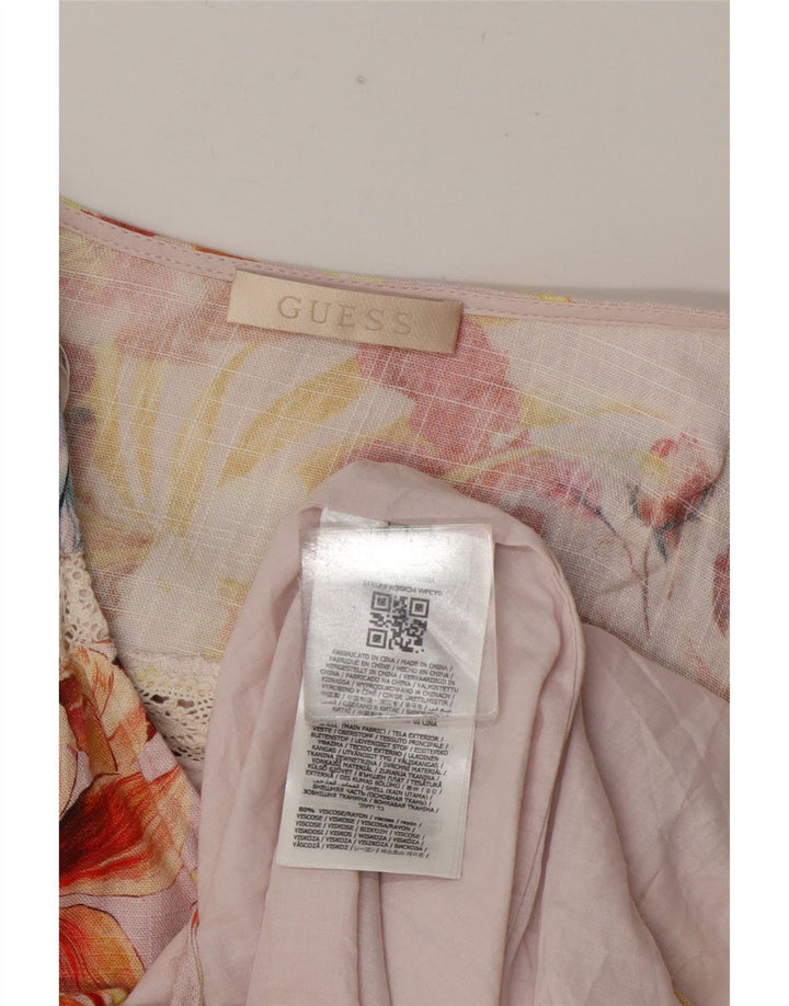 Guess Vestido escalonado para mujer UK 42 Medio Viscosa floral multicolor