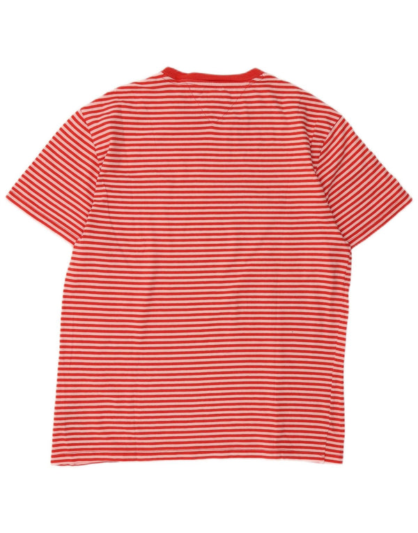 Tommy Hilfiger Camiseta para hombre Top Large de algodón a rayas rojas