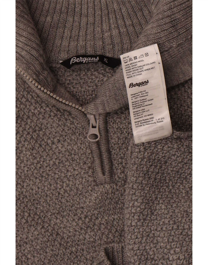Bergans Jersey Hombre con Cremallera y Cuello XL Lana Merino Gris