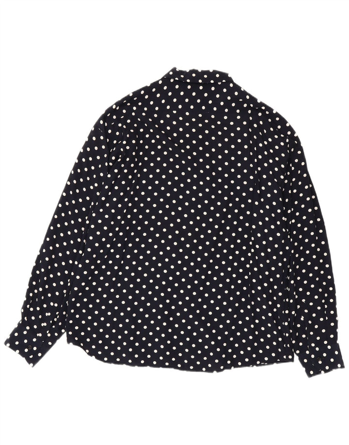 Camisa Benetton Hombre Large Viscosa Azul Marino A Lunares