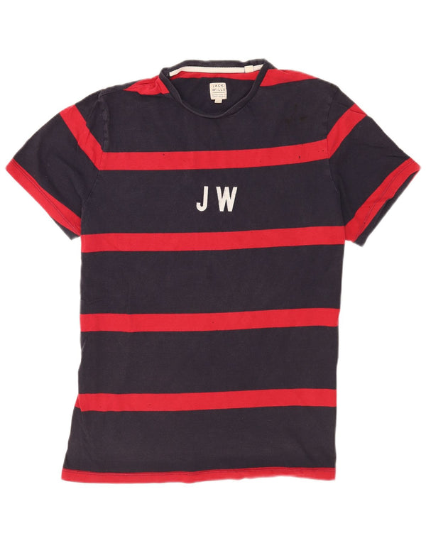 Jack Wills Camiseta gráfica para hombre Top grande de algodón a rayas azul marino