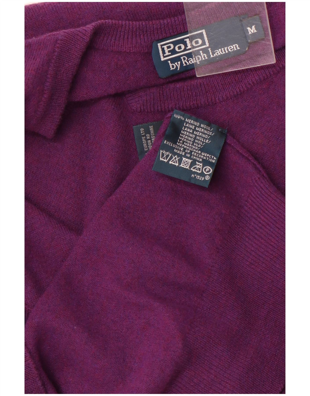 POLO RALPH LAUREN Jersey con cuello en V para hombre de lana merino violeta medio