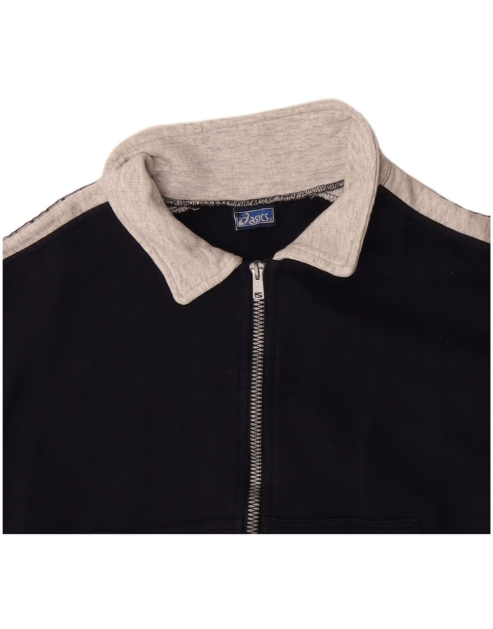 Asics Mujer Graphic Chándal Top Chaqueta UK 10 Small Azul Marino Colorblock