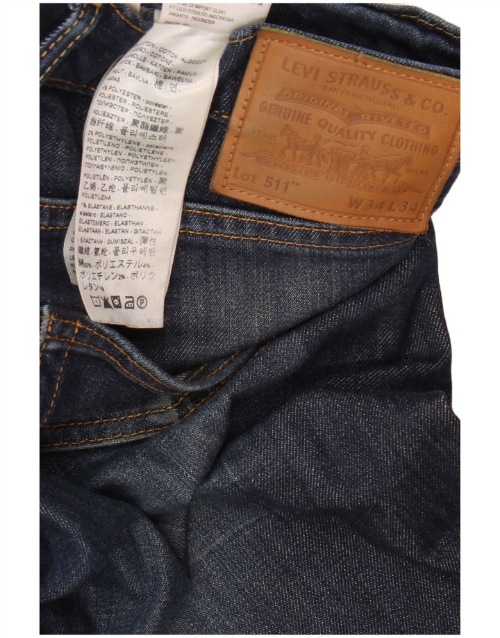 Levi's Hombre 511 Slim Jeans W34 L34 Algodón Azul